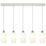 Crown Point Linear Pendant - Polished Nickel / White