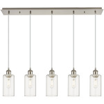 Crown Point Linear Pendant - Satin Nickel / Clear
