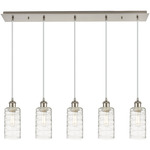 Crown Point Linear Pendant - Satin Nickel / Clear Swirl