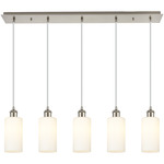Crown Point Linear Pendant - Satin Nickel / White