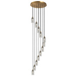 Crown Point Short Round Multi Light Pendant - Brushed Brass / Light Smoke