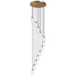 Crown Point Short Round Multi Light Pendant - Brushed Brass / Seedy
