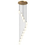 Crown Point Short Round Multi Light Pendant - Brushed Brass / White