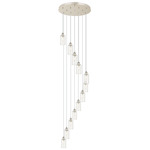 Crown Point Short Round Multi Light Pendant - Polished Nickel / Clear
