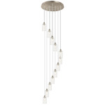 Crown Point Short Round Multi Light Pendant - Brushed Satin Nickel / Clear