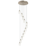 Crown Point Short Round Multi Light Pendant - Brushed Satin Nickel / Deco Swirl