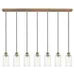 Crown Point Linear Multi Light Pendant - Brushed Brass / Clear