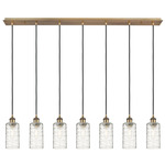 Crown Point Linear Multi Light Pendant - Brushed Brass / Deco Swirl