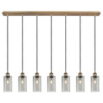 Crown Point Linear Multi Light Pendant - Brushed Brass / Light Smoke