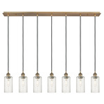 Crown Point Linear Multi Light Pendant - Brushed Brass / Seedy