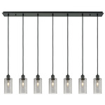 Crown Point Linear Multi Light Pendant - Matte Black / Light Smoke