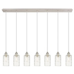 Crown Point Linear Multi Light Pendant - Polished Nickel / Deco Swirl