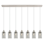 Crown Point Linear Multi Light Pendant - Polished Nickel / Light Smoke
