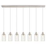 Crown Point Linear Multi Light Pendant - Polished Nickel / Seedy