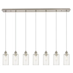Crown Point Linear Multi Light Pendant - Brushed Satin Nickel / Clear