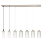 Crown Point Linear Multi Light Pendant - Brushed Satin Nickel / Deco Swirl