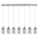 Crown Point Linear Multi Light Pendant - Brushed Satin Nickel / Light Smoke