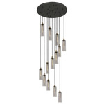 Crown Point Round Multi Light Pendant - Brushed Brass / Light Smoke