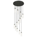 Crown Point Round Multi Light Pendant - Matte Black / Clear