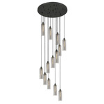 Crown Point Round Multi Light Pendant - Matte Black / Light Smoke