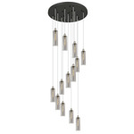 Crown Point Round Multi Light Pendant - Polished Nickel / Light Smoke