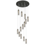 Crown Point Round Multi Light Pendant - Brushed Satin Nickel / Light Smoke