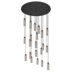 Crown Point Round Multi Light Pendant - Brushed Brass / Light Smoke