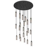Crown Point Round Multi Light Pendant - Matte Black / Light Smoke