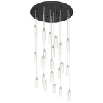 Crown Point Round Multi Light Pendant - Polished Nickel / Deco Swirl