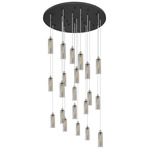 Crown Point Round Multi Light Pendant - Polished Nickel / Light Smoke