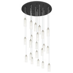 Crown Point Round Multi Light Pendant - Brushed Satin Nickel / Clear