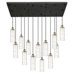 Crown Point 154 Rectangular Multi Light Pendant - Brushed Brass / Deco Swirl