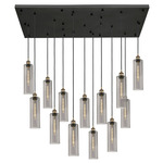 Crown Point 154 Rectangular Multi Light Pendant - Brushed Brass / Light Smoke