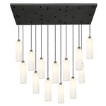 Crown Point 154 Rectangular Multi Light Pendant - Brushed Brass / White
