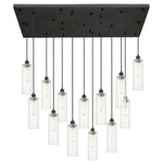 Crown Point 154 Rectangular Multi Light Pendant - Matte Black / Clear