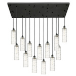 Crown Point 154 Rectangular Multi Light Pendant - Matte Black / Deco Swirl