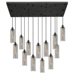 Crown Point 154 Rectangular Multi Light Pendant - Matte Black / Light Smoke