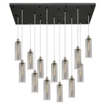Crown Point 154 Rectangular Multi Light Pendant - Brushed Satin Nickel / Light Smoke