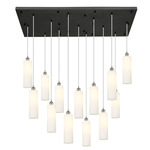 Crown Point 154 Rectangular Multi Light Pendant - Brushed Satin Nickel / White