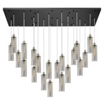 Crown Point Rectangular Multi Light Pendant - Brushed Satin Nickel / Light Smoke