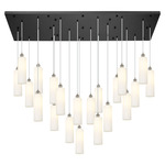Crown Point Rectangular Multi Light Pendant - Brushed Satin Nickel / White