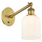 Bridal Veil 317 Adjustable Wall Sconce - Brushed Brass / Gloss White
