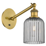 Bridal Veil 317 Adjustable Wall Sconce - Brushed Brass / Light Smoke