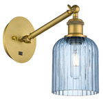 Bridal Veil 317 Adjustable Wall Sconce - Brushed Brass / Princess Blue
