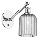 Bridal Veil 317 Adjustable Wall Sconce - Polished Chrome / Light Smoke