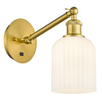 Bridal Veil 317 Adjustable Wall Sconce - Satin Gold / Gloss White