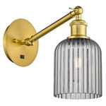 Bridal Veil 317 Adjustable Wall Sconce - Satin Gold / Light Smoke