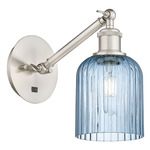 Bridal Veil 317 Adjustable Wall Sconce - Brushed Satin Nickel / Princess Blue