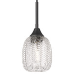 Berkshire Cord Hung Pendant - Matte Black / Clear