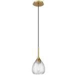 Berkshire Cord Hung Pendant - Brushed Brass / Clear